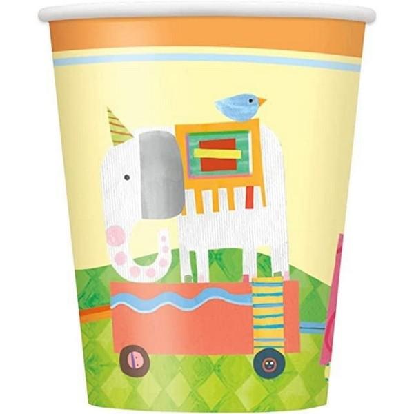 Unique Party Paper Circus Animal Baby Shower Party Cup (Pack of 8)