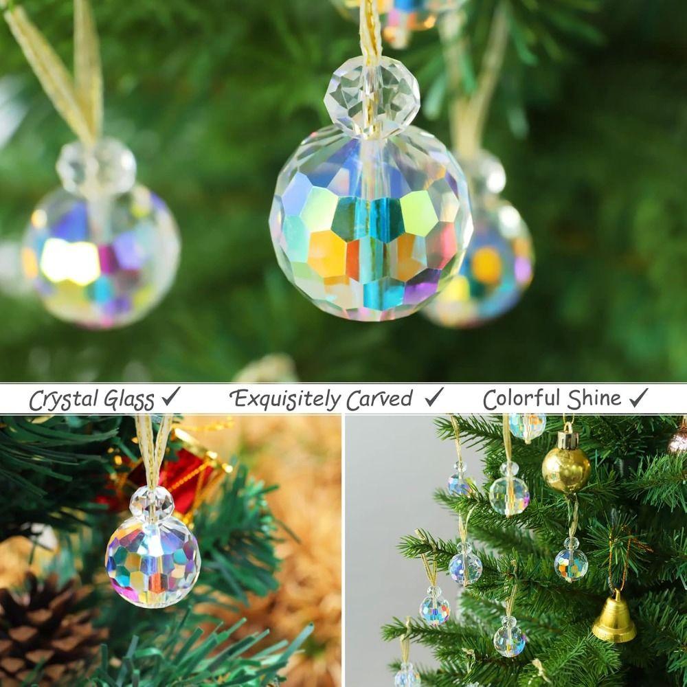 12Pcs Sparkle Christmas Tree Decoration 22mm Hanging Crystal Balls Pendant Party Decor