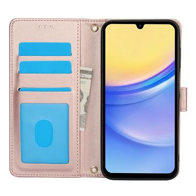 SY-003 Чехол для Samsung Galaxy A06 4G Кожа PU Подставка Вид Телефон Кошелек Обложка с Ремешком на руку