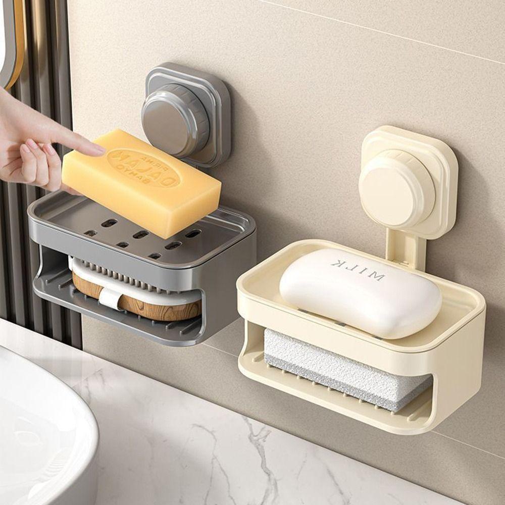 Настенный держатель для мыла, двухслойная полка для слива мыла, присоска, мыльница, бытовая