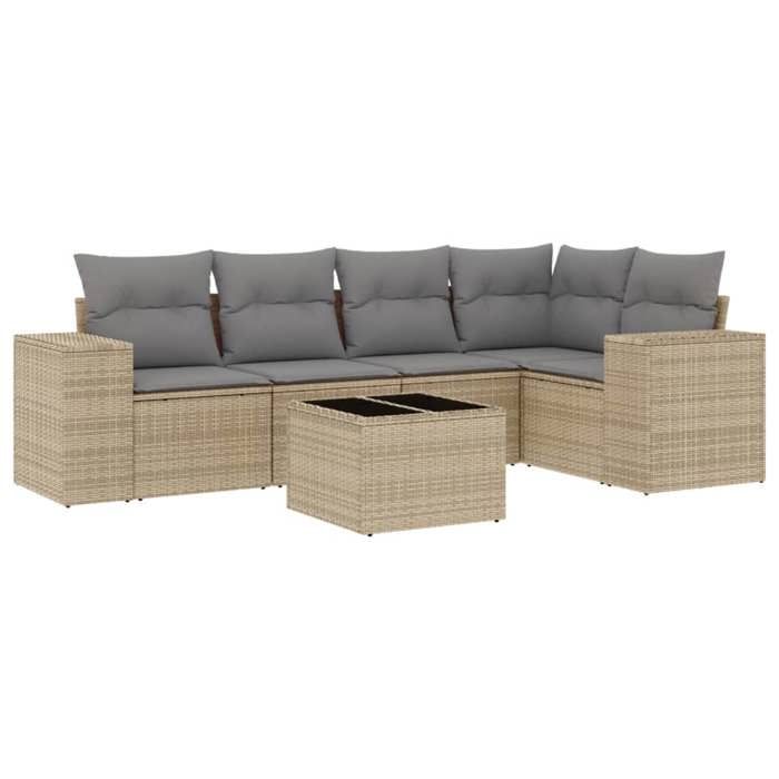VidaXL Salon de Jardin avec Coussins 6 pcs, Canapés de Terrasse, Ensemble de Meubles de Patio, Mobilier d'Extérieur, Beige 3254876