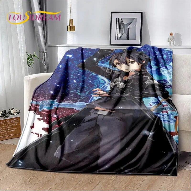 Мягкое плюшевое одеяло SAO Sword Art Online с рисунком аниме, фланелевое одеяло для гостиной, спальни, кровати, дивана, пикника, детей