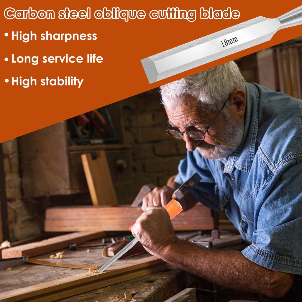 4 шт. стамески по дереву из углеродистой стали со скошенными лезвиями 6/12/18/24 мм, прочные ручные инструменты для деревообработки