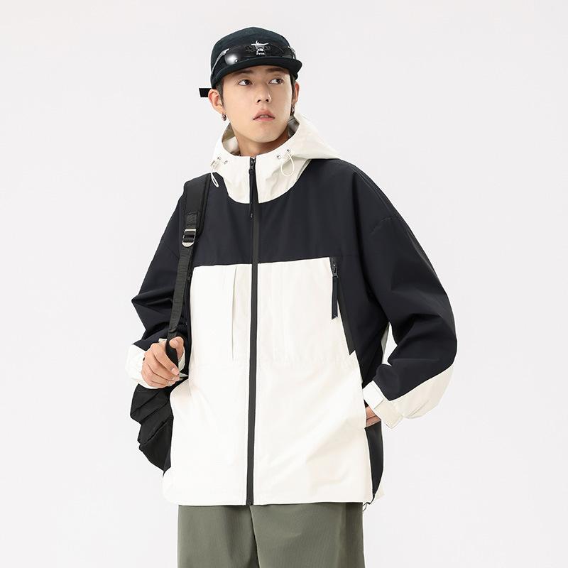 Autumn Jacket Waterproof Jacket Men's Spring and Autumn Loose Color Matching Hooded Jacket