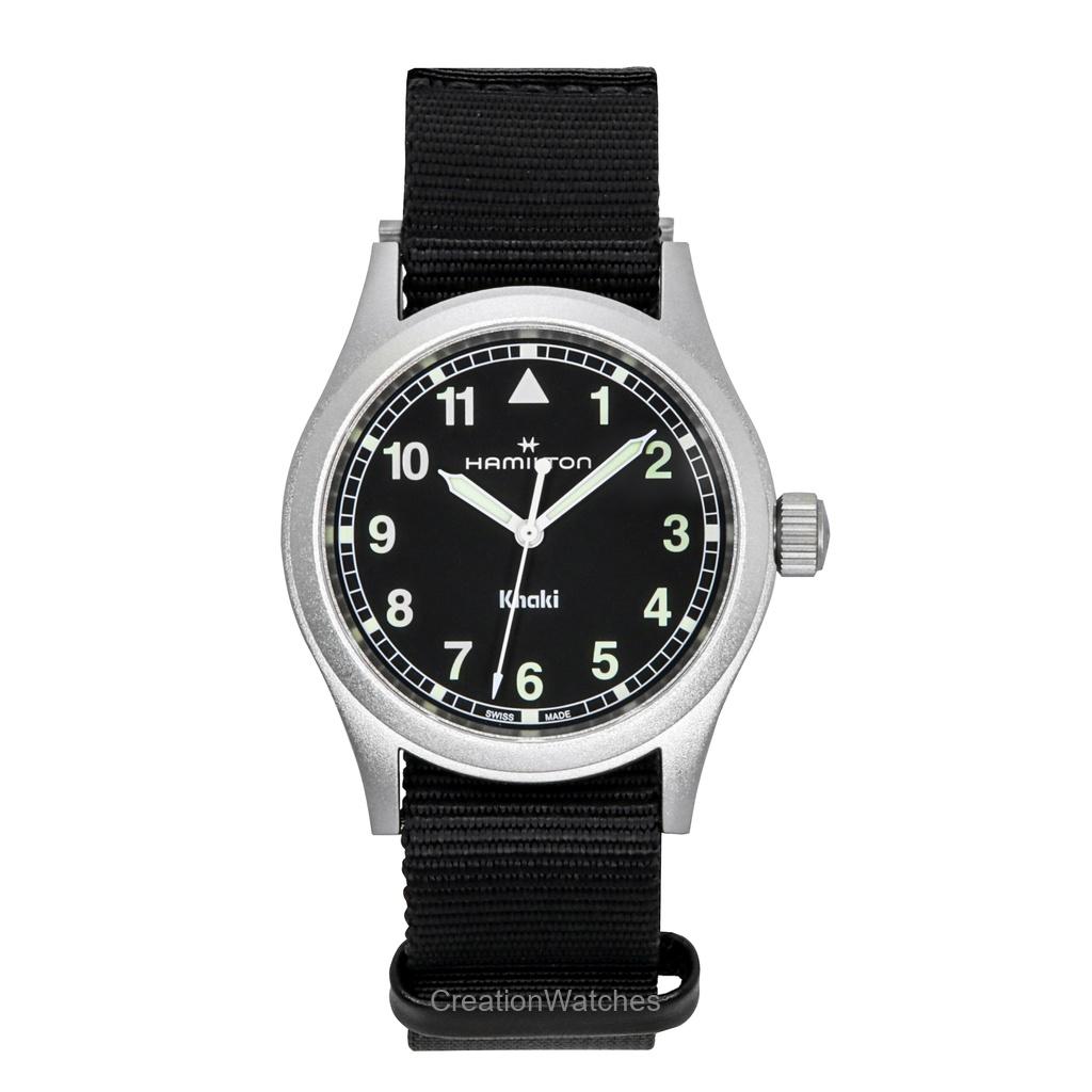 Hamilton Khaki Field Текстильный ремешок Черный циферблат Кварцевые H69401430 Унисекс Часы