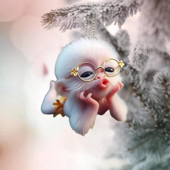 2D Monkey Acrylic Hanging Decoration Home Office Backpack Car Rearview Mirror Lying