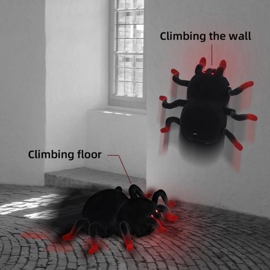 Электрическая игрушка-паук с дистанционным управлением, со светодиодными глазами, перезаряжаемая через USB, RC паук-альпинист, игрушка-розыгрыш с животным, лазающим по стене для малышей