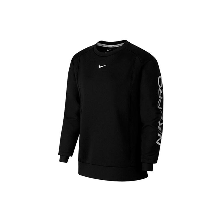 Nike Pro Printed Running Crew Neck Pullover Sweatshirt Women Tops Black BV4055-010