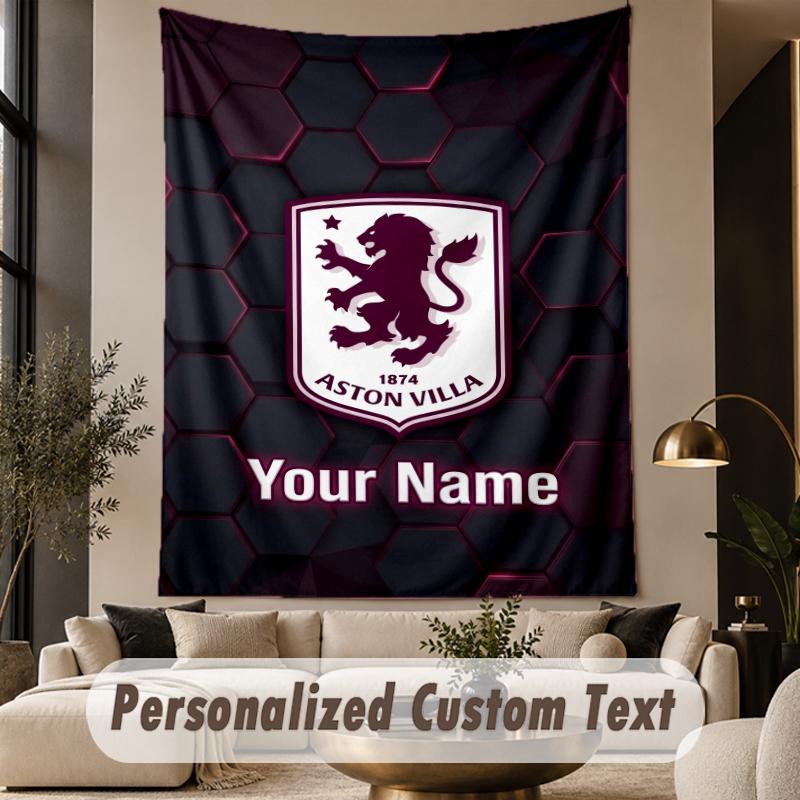 Custom Text Tapestry Aston Villa Print Wall Tapestry Indoor Living Room Wall Decor