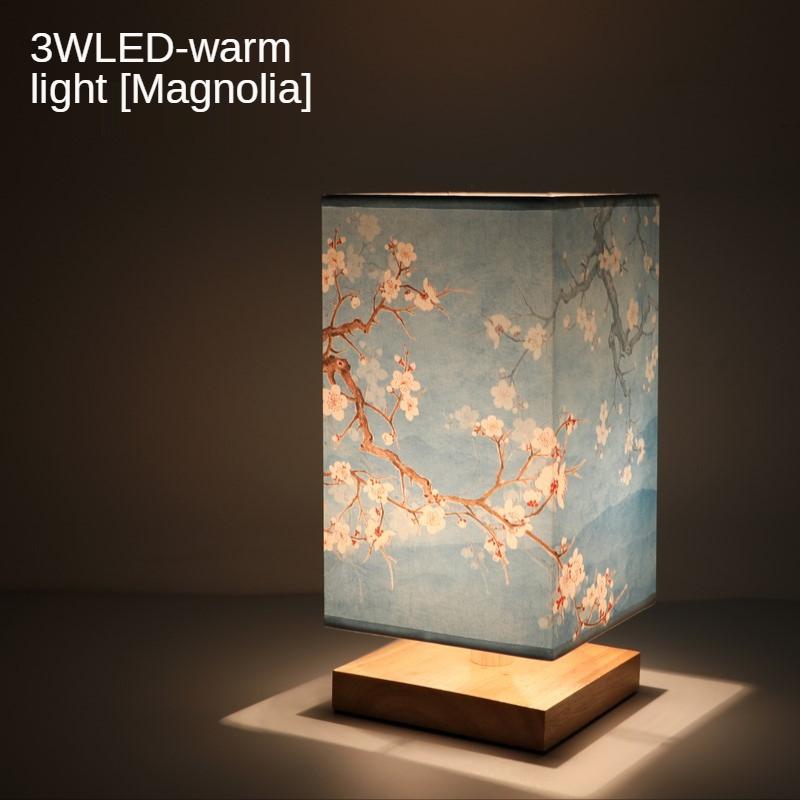 Классический ночник в национальном стиле с красной сливой и магнолией в стиле ретро с восточным летним лотосом и рифмой, украшение рабочего стола, атмосферное освещение