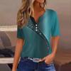 Футболки для женщин, плиссированные, с V-образным вырезом, нарядные, повседневные блузки с принтом, короткие рукава, летние топы, свободный крой