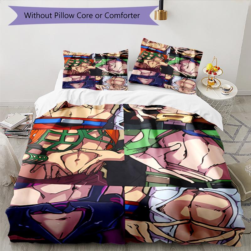 3pcs JoJo's Bizarre Adventure4 pattern bedding set duvet cover set includes duvet cover &pillowcases, perfect all season bedroom decoration & gift