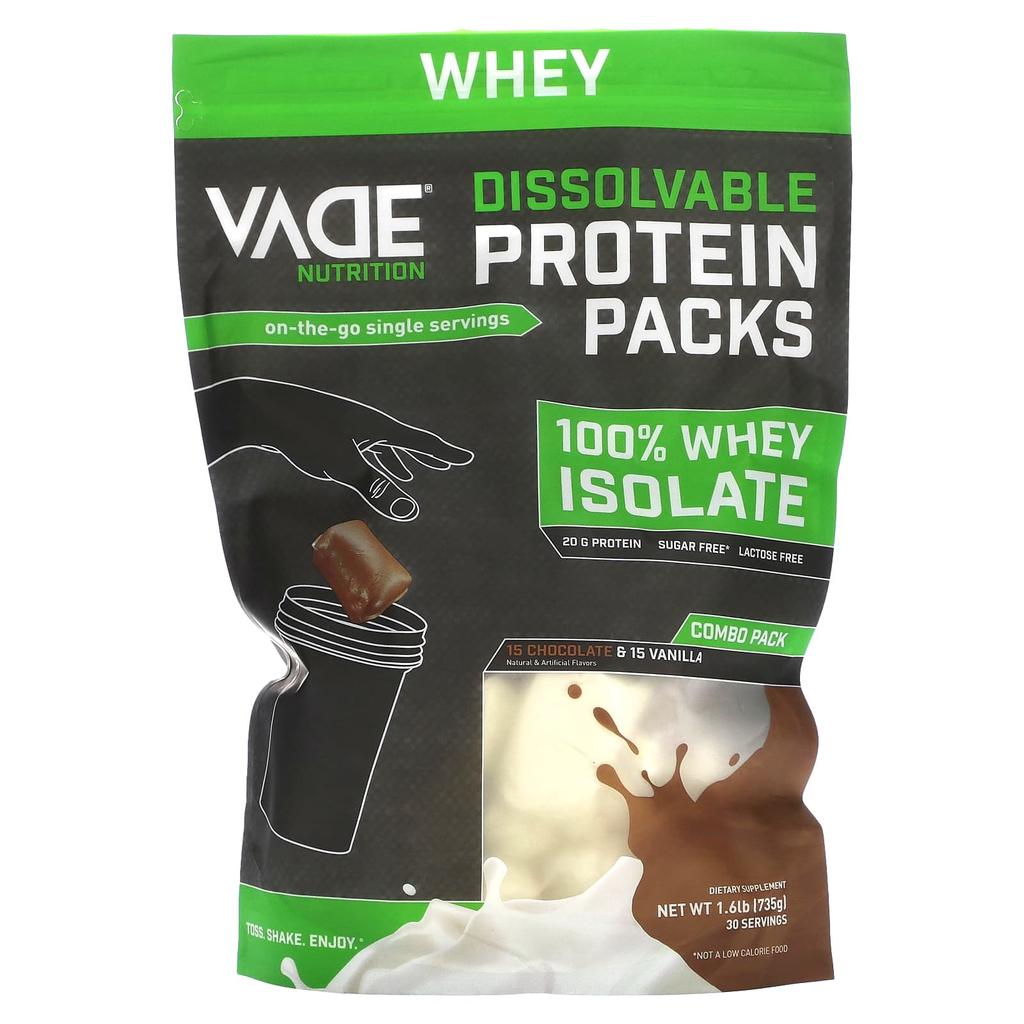 Vade Nutrition, Soluble Protein Pack, 100% Whey Isolate, Chocolate & Vanilla, 1.6 lb (735 g)