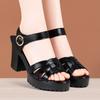 Fashion Plus Size 34-43 Comfortable Soft Leather Shoes Women High Heels Sandals Summer Thick Platform Sandals Office Beach Mom