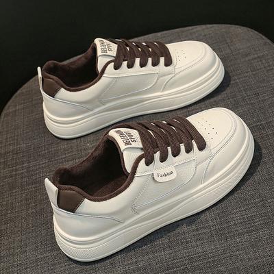 Две хлопковые туфли женские новые зимние универсальные бархатные кожаные маленькие белые туфли студенческие на плоской подошве женские