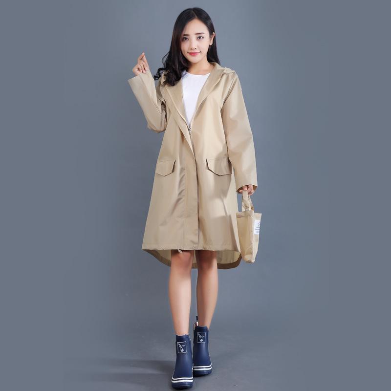 Women's Long-Length Cute Raincoat - Lightweight, Waterproof, Breathable Poncho for Hiking and Japanese Fashion Style.