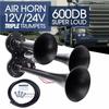 600DB Train Horn Super Loud 3 Trumpet Air Horn Kit For Semi Truck Boat Van Car