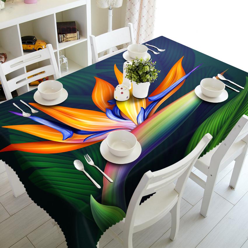 Decorated Wall Tablecloth Fashion Flower Pattern Waterproof Thicken Rectangular And Round Table Cloth For Wedding