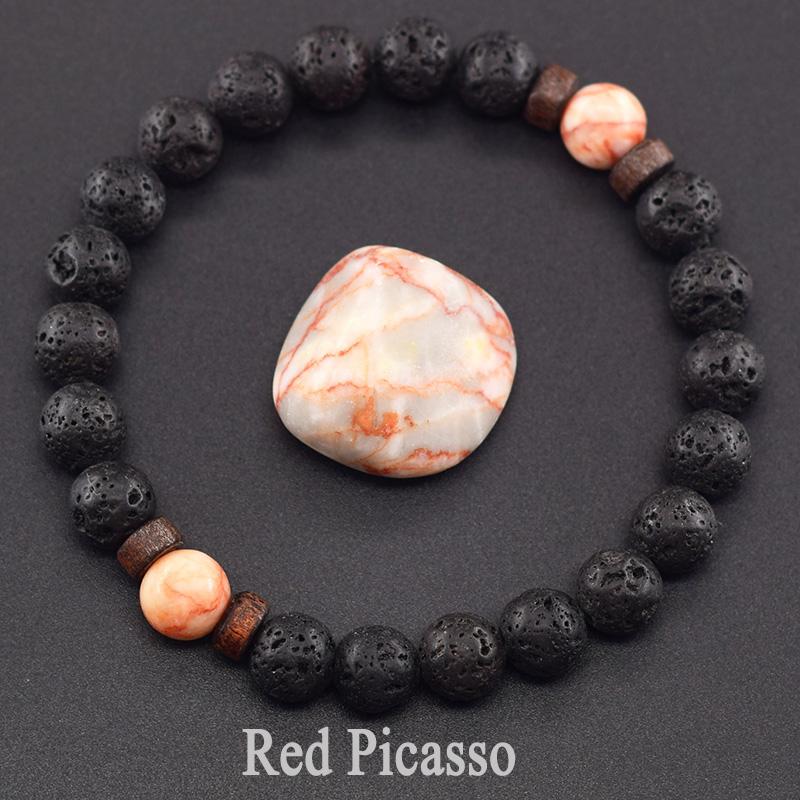 Браслет из натурального желтого тигрового глаза для мужчин и женщин, черный браслет из вулканической лавы, тибетский Будда, эластичная веревка, парный браслет из камня