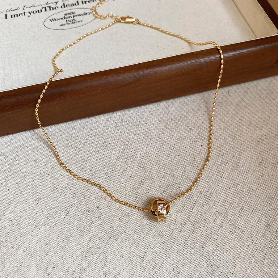 Золотое колье-боб из слитков - Нержавеющая сталь, Нишевый дизайн, Простая цепочка для ключиц, Универсальная модная бижутерия