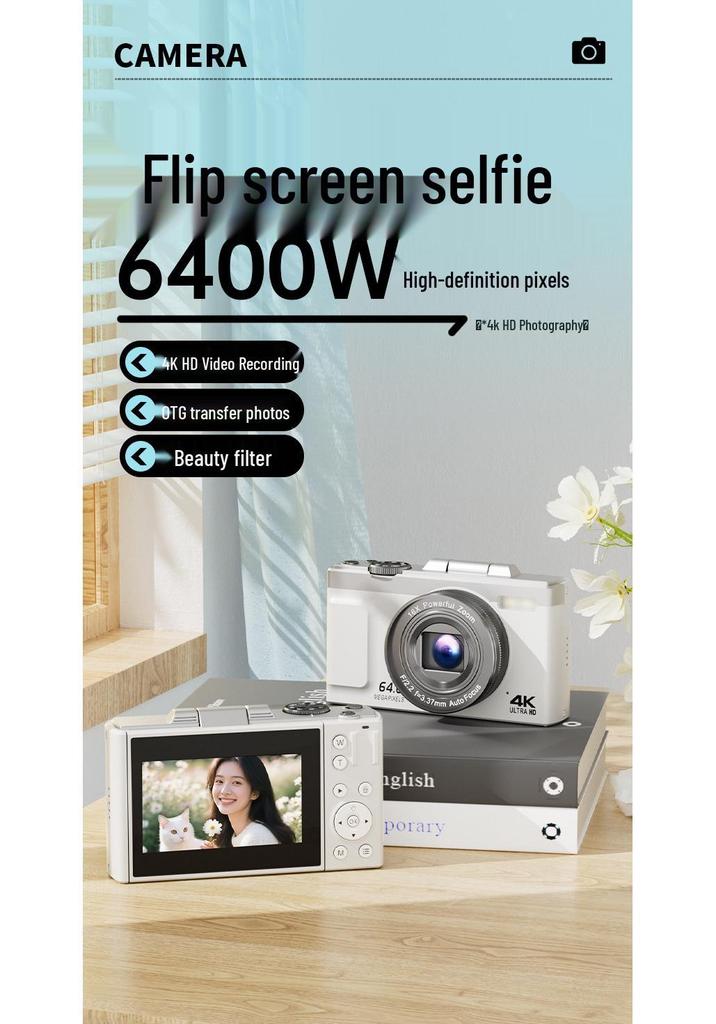 New Student 6400W HD Multifunctional Digital Camera with 180° Flip Screen