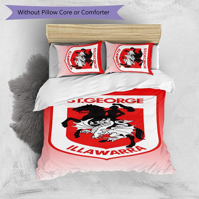 St George Dragon Printed 3PCS Bedding Set Soft Breathable Duvet Cover Pillowcases Set Washable Bedroom Decor Home Gift