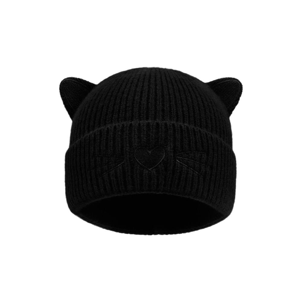 Soft Warm Winter Cap Cat Ear Embroidered Bonnet Casual Casual Knit Cap Autumn Winter