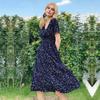 Элегантные повседневные пляжные платья миди с принтом, женские летние платья трапециевидной формы с v-образным вырезом и короткими рукавами, с ампирной талией, сарафан, халаты 9966
