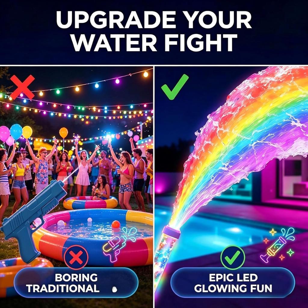 Фейерверк Спрей Светящаяся Радуга LED Магический Водяной Бластер для Летнего Бассейна Заднего Двора Пляжа Дня Рождения Игры на Открытом Воздухе