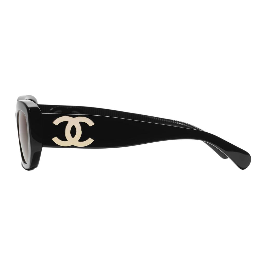 Chanel Логотип Рука Овальные Солнцезащитные Очки Унисекс Солнцезащитные Очки Черные CH5493A-C622S5