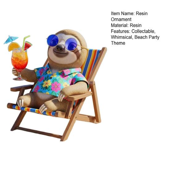 Beach Party Animal Sculpture Resin Surfing Sloth Turtle Ornament Beach Vacation Gnome Statue for Home Decor Desktops Bookshelves