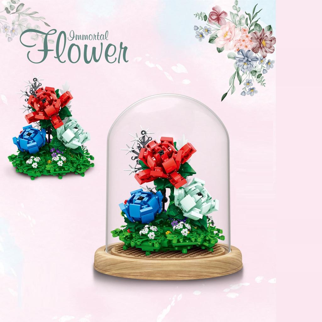 2022 креативные бессмертные цветы, сочные растения, строительные блоки, модель кирпича, детские игрушки, совместимые с Lego