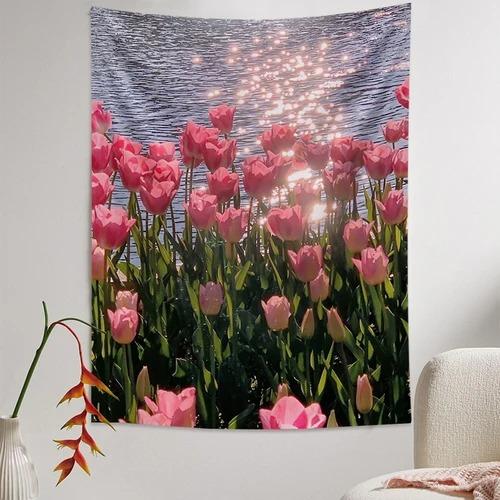 Fashion Home Decoration Tapestry Flower Tulip Pattern Bedroom Living Room Tapestry