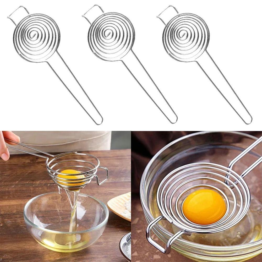 Stainless Steel Egg Divider Long Handle Egg Filter Liquid Net New Egg Yolk Separator