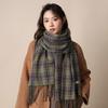 New Retro Green Plaid Scarf Women's Autumn and Winter Versatile Personality Advanced Sense Warm Shawl Scarf