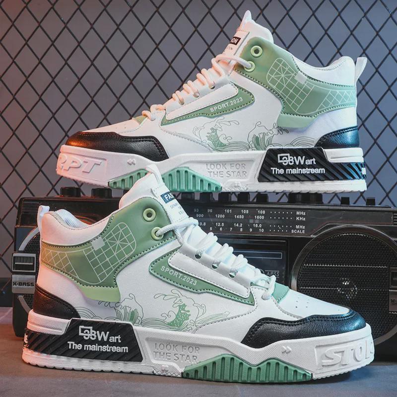 Мужские белые высокие кроссовки National Tide: Повседневная спортивная обувь, увеличивающая рост, на весну, лето и осень.