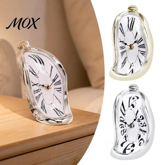 Quiet Wall Clock Modern Distorted Melting Clock, Arabic/Roman Numeral Table Silent Hanging Non-Ticking Decorative for Living Room Bedroom Office