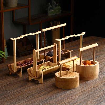 Портативная бамбуковая корзина для закусок, настольная коробка для напитков, поднос для хранения сухофруктов, корзина для фруктовых закусок, десертная тарелка