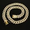 Zinc Alloy Material 14Mm Thick Encryption Full Diamond Diamond Cuban Chain Necklace Rap Hip Hop Jewelry