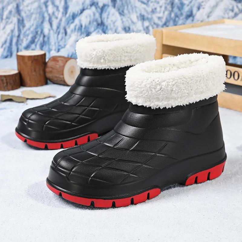 Зимняя минималистская защитная обувь для мужчин и женщин, популярная универсальная двухцветная пара высоких зимних ботинок, дождевая обувь