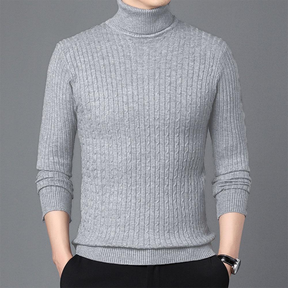 Autumn Men's Turtleneck Knitted Sweaters Winter Warm Slim Fit Pullover Sweater Breathable Solid Color Streetwear Tracksuit