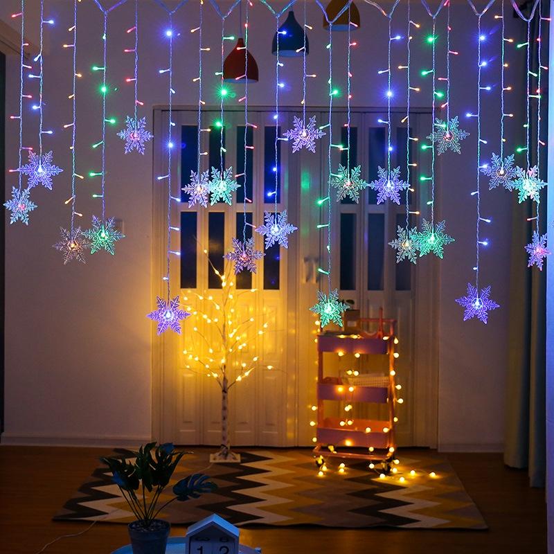 Christmas Snowflakes LED String Lights Flashing Fairy Curtain Lights Waterproof For Holiday Party Wedding Xmas Decoration