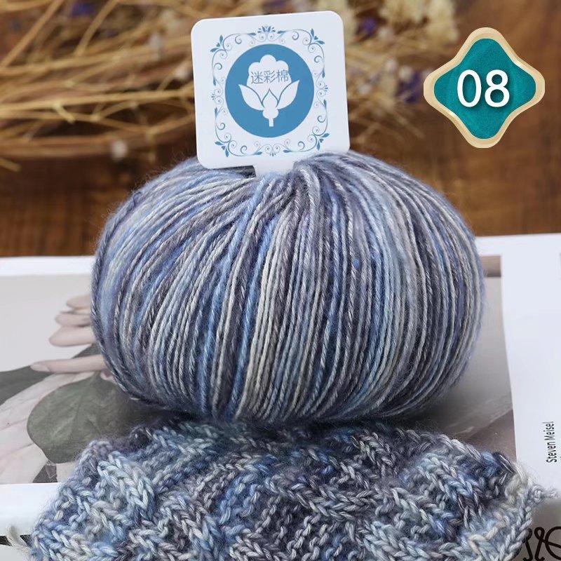 Камуфляжная хлопчатобумажная пряжа, окрашенная сегментами шерсти Mahai, ручная работа, средняя толстая нить для шарфа, шляпы