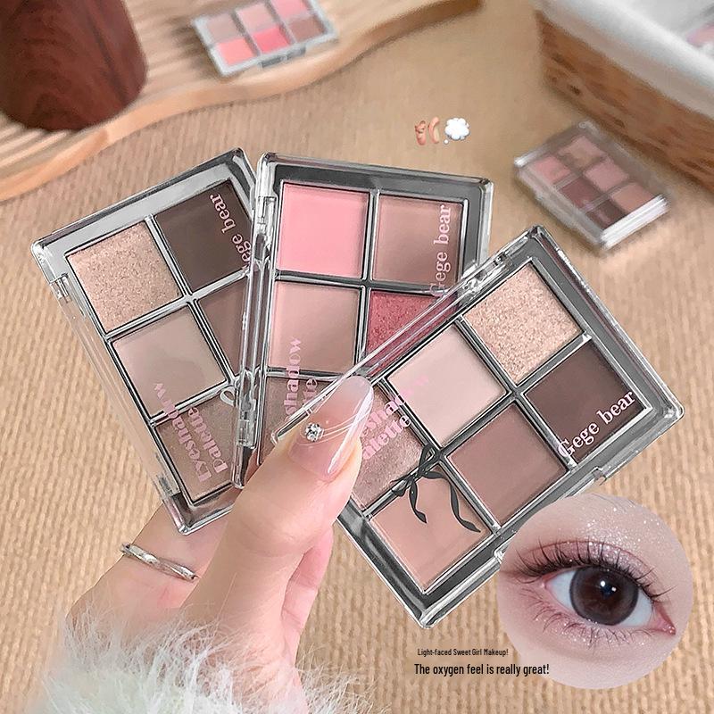 Палетка теней для век и румян Gege Bear Pink Dream Six-Color - Жемчужные матовые земляные тона