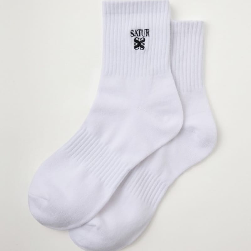 SATUR Cotton Crew Socks_White