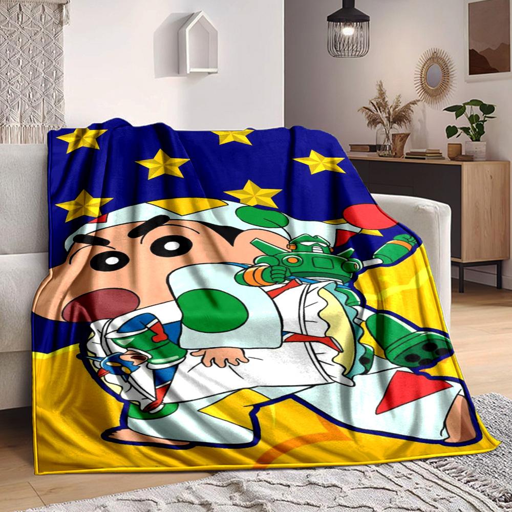 1PC Crayon Shin chan Blanket Lightweight Flannel Throw Blanket for Sofa, Bed, Travel, Camping, Livingroom, Office, Couch