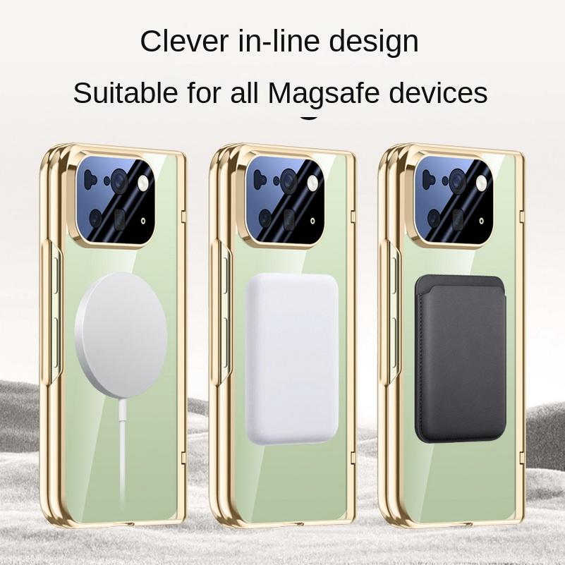 С магнитной прозрачной защитной крышкой из закаленного стекла с Magsafe для Google Pixel 10 Pro Fold с задней крышкой на пружинном шарнире