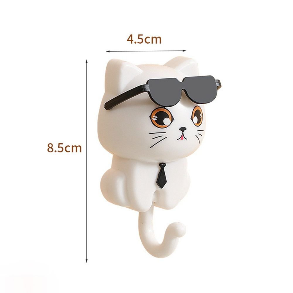 Creative Plastic Cartoon Cat Hooks Decorative Wall Hanging Key Hangers Waterproof Sunglasses Cat Hooks Bathroom