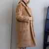 Fashion Casual Women's Sheep Shearing Stitching Coat Women's Mid-length Wool Coat