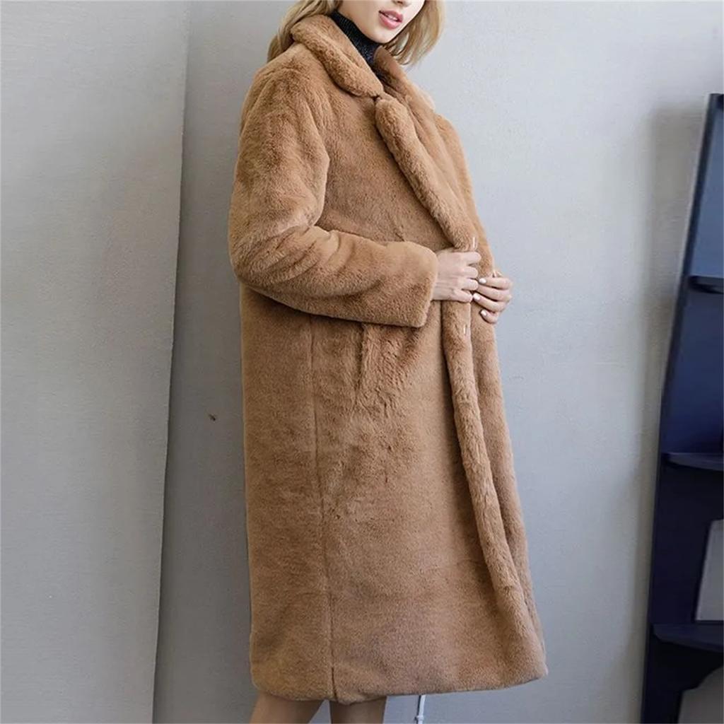 Fashion Casual Women's Sheep Shearing Stitching Coat Women's Mid-length Wool Coat